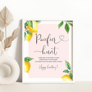 Pink lemon Pacifier hunt baby shower game Poster