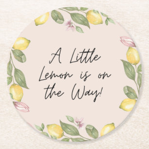 Pink Lemon Round Paper Coaster