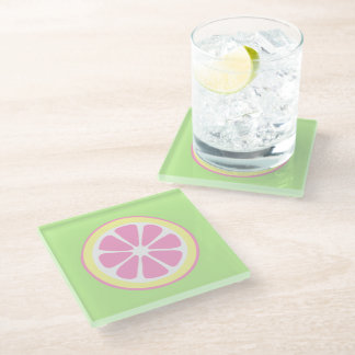 Pink Lemon Slice Cute Beverage Coaster