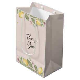 Pink Lemon Thank You Favour / Gift Tag Medium Gift Bag