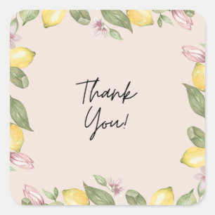 Pink Lemon Thank You Stickers