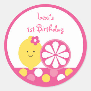 Pink Lemonade 1st Birthday Classic Round Sticker