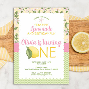 Pink Lemonade 1st Birthday Invitation