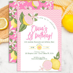 Pink Lemonade 1st Birthday Party Invite