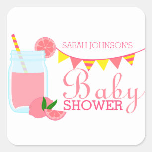Pink Lemonade Baby Shower Square Sticker