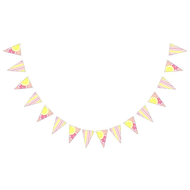 Pink Lemonade Birthday Citrus Slice Striped Summer Bunting (All)