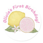 Pink Lemonade Birthday Favour Sticker