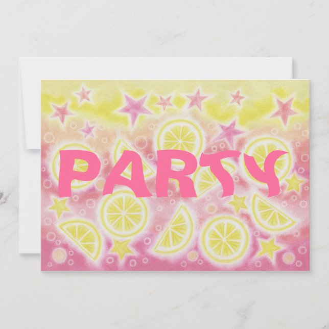 Pink Lemonade birthday party invitation rectangle (Front)