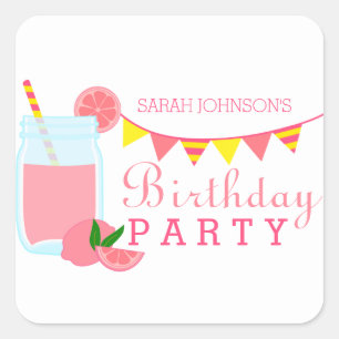 Pink Lemonade Birthday Party Square Sticker