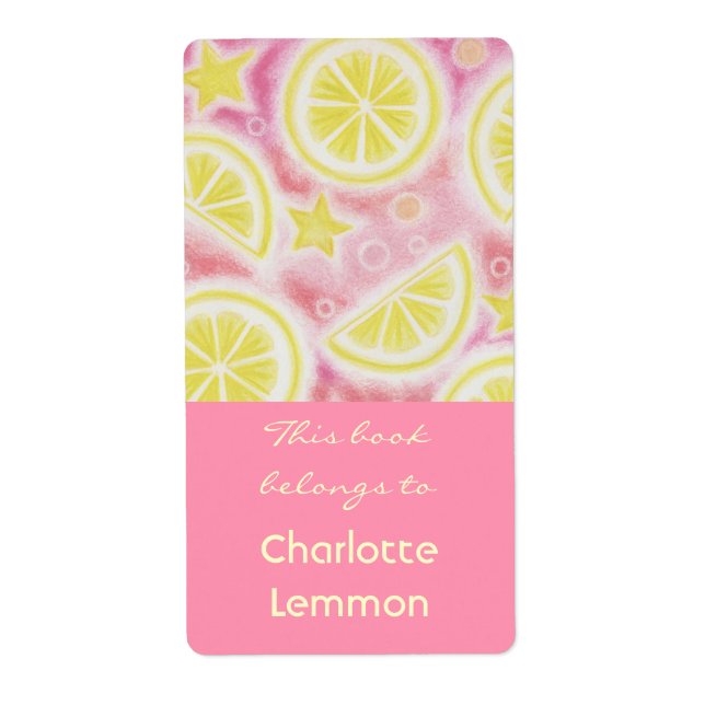 Pink Lemonade bookplate label large pink (Front)