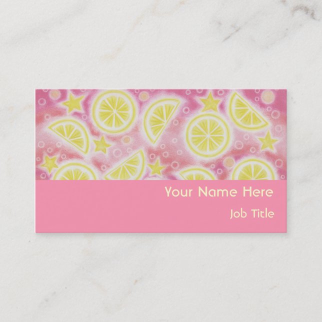 Pink Lemonade business card horizontal pink (Front)