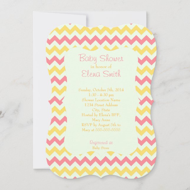 Pink Lemonade Chevron Baby Shower Invitation (Front)