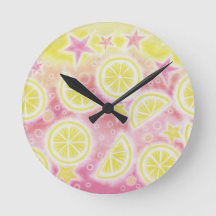 Pink Lemonade clock medium round