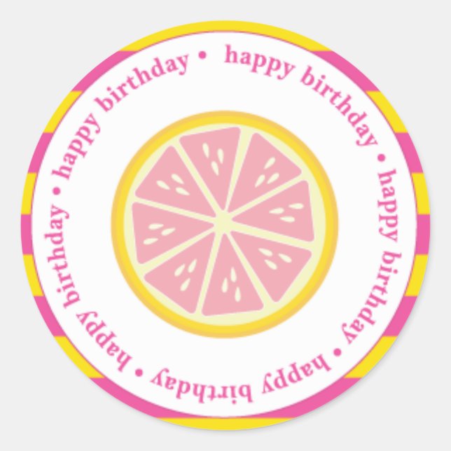 Pink Lemonade Favour Tags, Stickers, Seals (Front)
