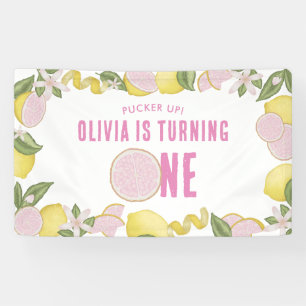 Pink Lemonade First Birthday Party Banner