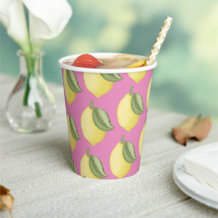 Pink Lemonade Lemon Birthday Paper Cups