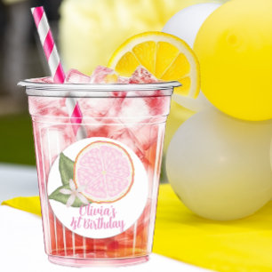Pink Lemonade Lemon Birthday Party Classic Round Sticker