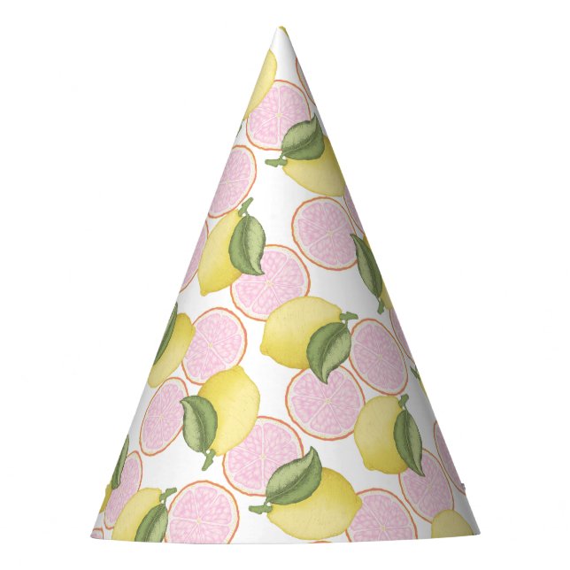 Pink Lemonade Lemon Birthday Party Hat (Front)