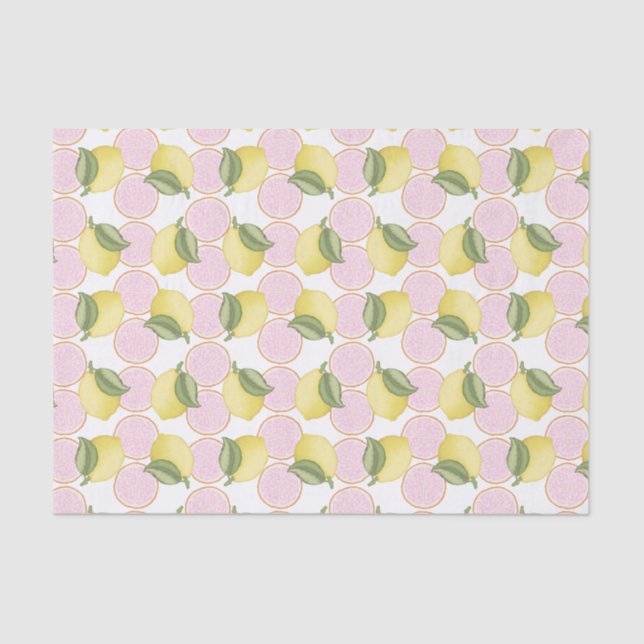 Pink Lemonade Lemon Birthday Party Tissue Paper (Front)