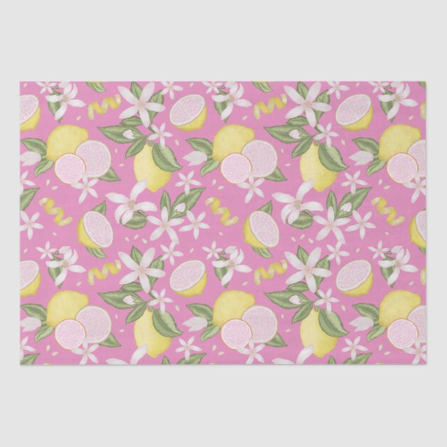 Pink Lemonade Lemon Birthday Tissue Paper (Front)