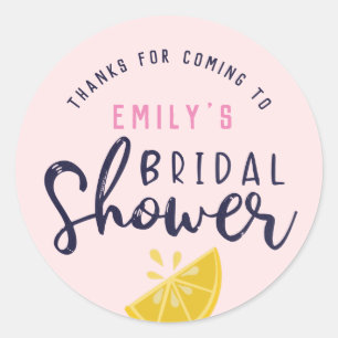Pink Lemonade Lemon Bridal Shower Classic Round Sticker
