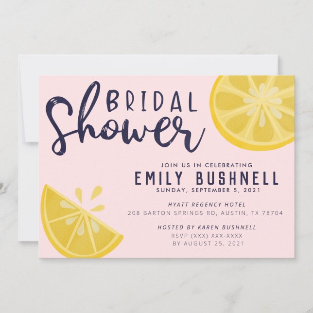 Pink Lemonade Lemon Bridal Shower Invitation (Front)