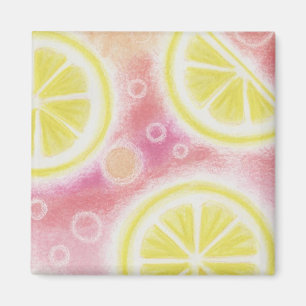 Pink Lemonade 'lemons' fridge magnet square