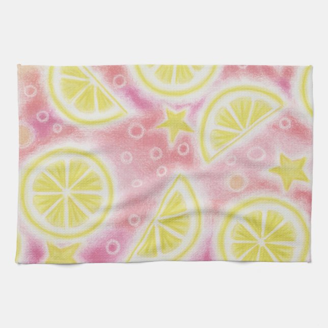 Pink Lemonade 'lemons' kitchen towel (Horizontal)