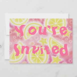 Pink Lemonade 'lemons' party invitation rectangle
