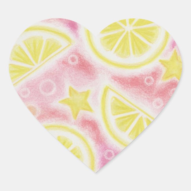 Pink Lemonade 'lemons' sticker heart (Front)