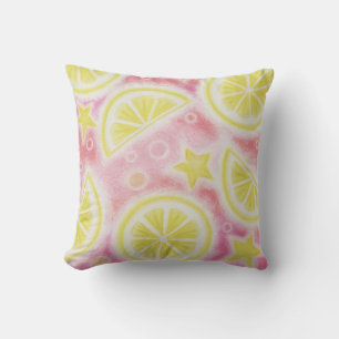Pink Lemonade 'lemons' throw pillow square