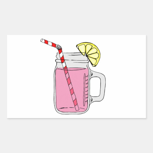Pink Lemonade Mason Jar Rectangular Sticker (Front)