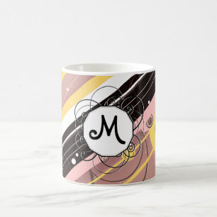 Pink Lemonade Modern-Retro Stripes with Monogram Coffee Mug