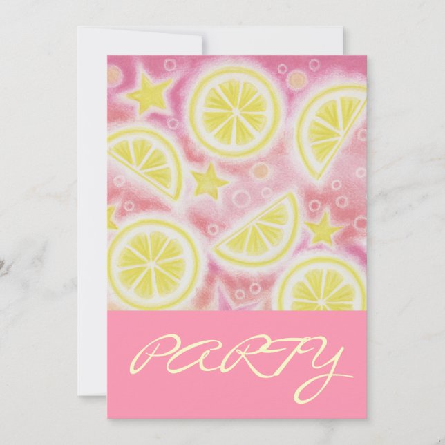 Pink Lemonade 'PARTY' invitation pink (Front)