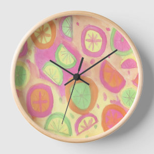 Pink Lemonade Pattern Wall Clock
