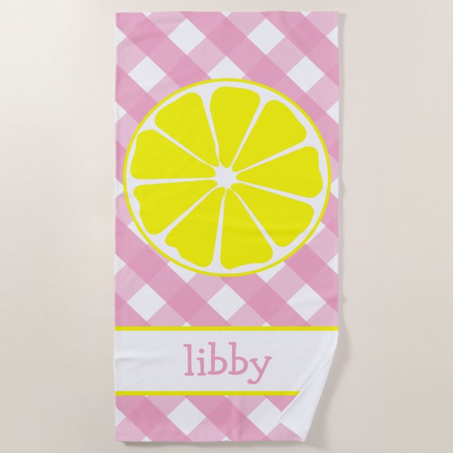 Pink Lemonade Personalised Beach Towel (Front)