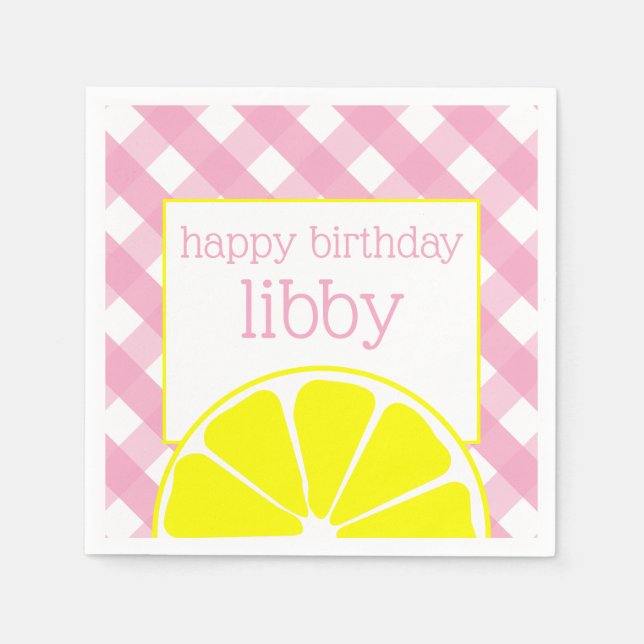 Pink Lemonade Personalised Party Napkins (Front)