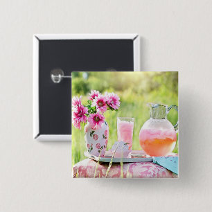 Pink lemonade picture 15 cm square badge