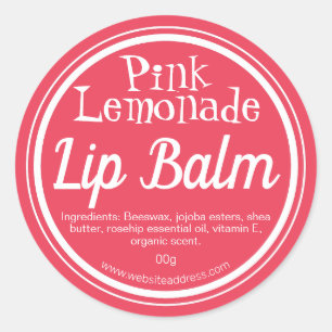 Pink Lemonade Scented Lip Balm Pot Labels