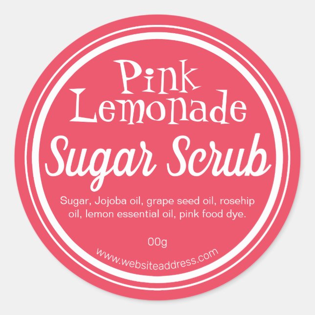 Pink Lemonade Sugar scrub Product Labels (Front)