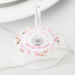 Pink Lemonade Summer Floral Bridal Shower Wine Glass Tag