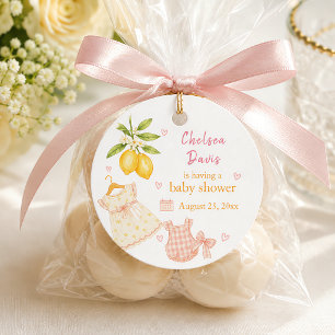 Pink Lemonade Whimsical Watercolor Baby Girl Favour Tags