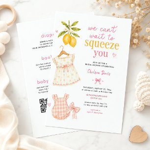 Pink Lemonade Whimsical Watercolor Baby Girl Invitation