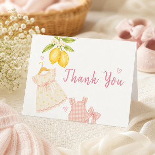 Pink Lemonade Whimsical Watercolor Baby Girl Thank You Card