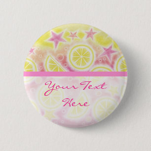 Pink Lemonade 'Your Text' button badge stripe