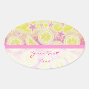 Pink Lemonade 'Your Text' sticker oval stripe