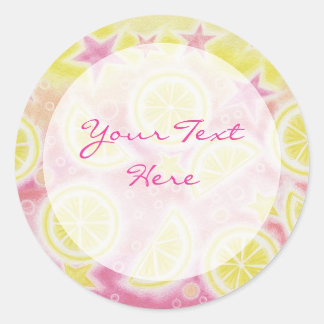 Pink Lemonade 'Your Text' sticker round (Front)