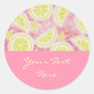 Pink Lemonade 'Your Text' sticker round pink