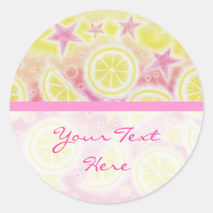 Pink Lemonade 'Your Text' sticker round stripe