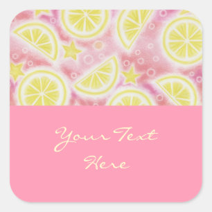 Pink Lemonade 'Your Text' sticker square pink